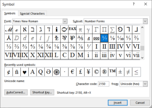 Using Autho Formatting to Type Fractions in Word